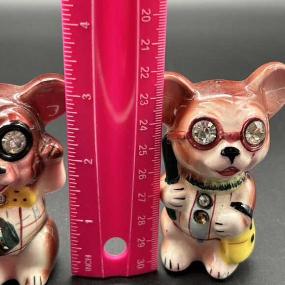 Vintage Lefton Mice Mouse Shakers Jeweled Couple Anthropomorphic Kitschy READ - Picture 9 of 9